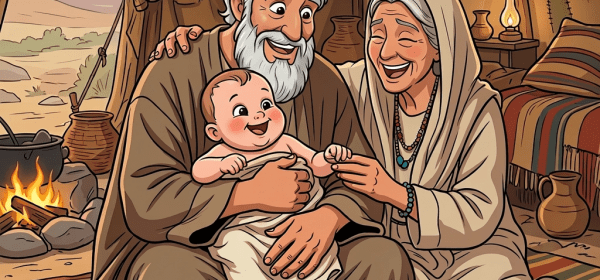 Turn Abraham, Sarah, and baby Isaac into a cartoon