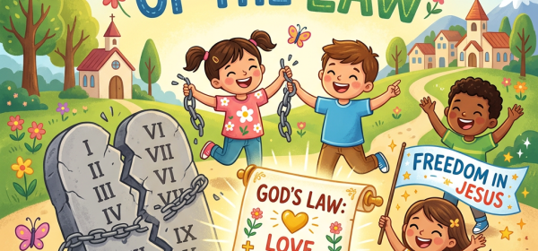 Children celebrate God’s law, freedom in Jesus, love, grace, and joy.
