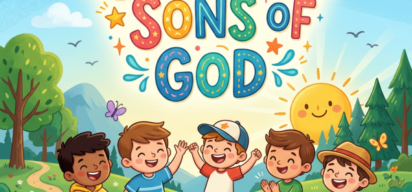Five children celebrating in a flower-filled meadow beneath colorful text reading “YOU ARE SOMEONE’S GOD”